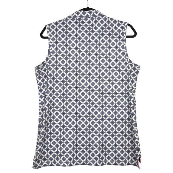 Magnolia Lane Tech Medium Masters Blue Quarter-Zip Sleeveless Polo Shirt 50SPF - Picture 2 of 9